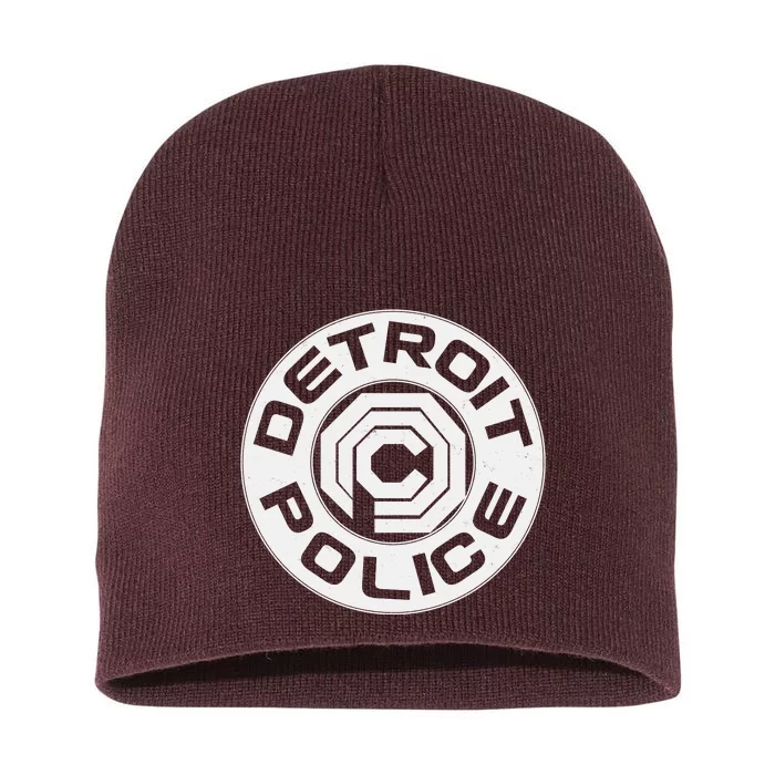 Futuristic Detroit Police Logo Emblem Short Acrylic Beanie