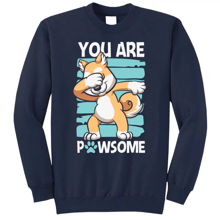 Funny Dog Puns Awesome Dog Funny Pawsome Dabbing Dog Cartoons Dog Tall Sweatshirt