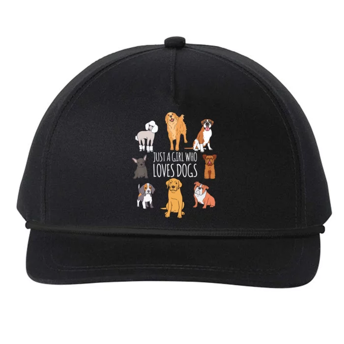 Fun Dog Puppy Lover Themed | Cute Just A Girl Who Loves Dogs Snapback Five-Panel Rope Hat