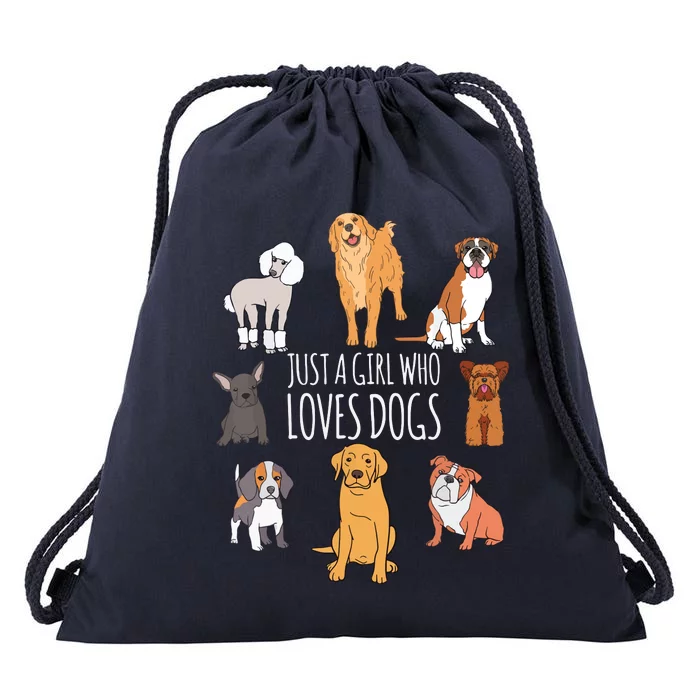 Fun Dog Puppy Lover Themed | Cute Just A Girl Who Loves Dogs Drawstring Bag