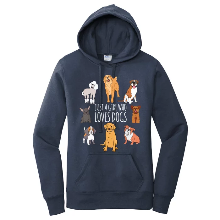 Fun Dog Puppy Lover Themed | Cute Just A Girl Who Loves Dogs Women's Pullover Hoodie