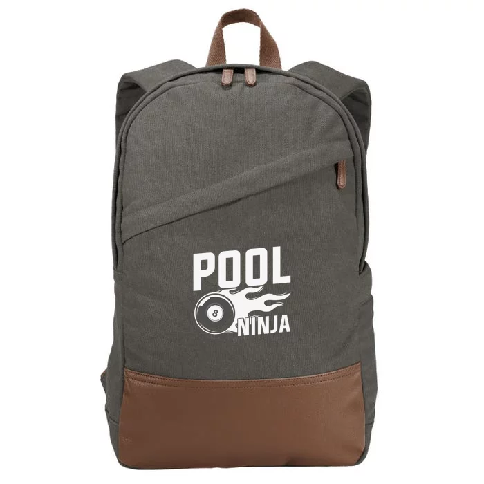 Father's Day Pool Ninja Billiards Player Gift For Dad Cotton Canvas Backpack