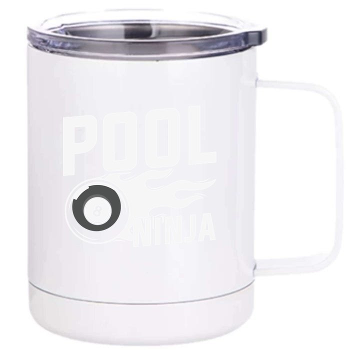 Father's Day Pool Ninja Billiards Player Gift For Dad Front & Back 12oz Stainless Steel Tumbler Cup