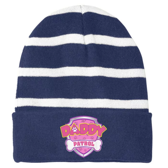 Funny Daddy Patrol Dog Mom, Dad For Women Gift Striped Beanie with Solid Band