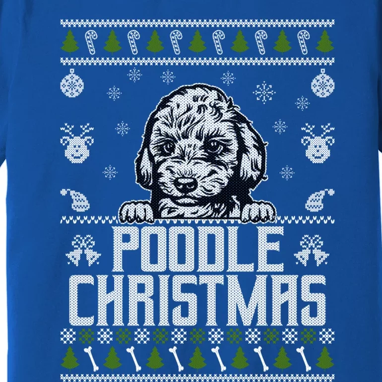 Funny Dog Poodle Ugly Xmas Design Christmas Dogs Gift Premium T-Shirt