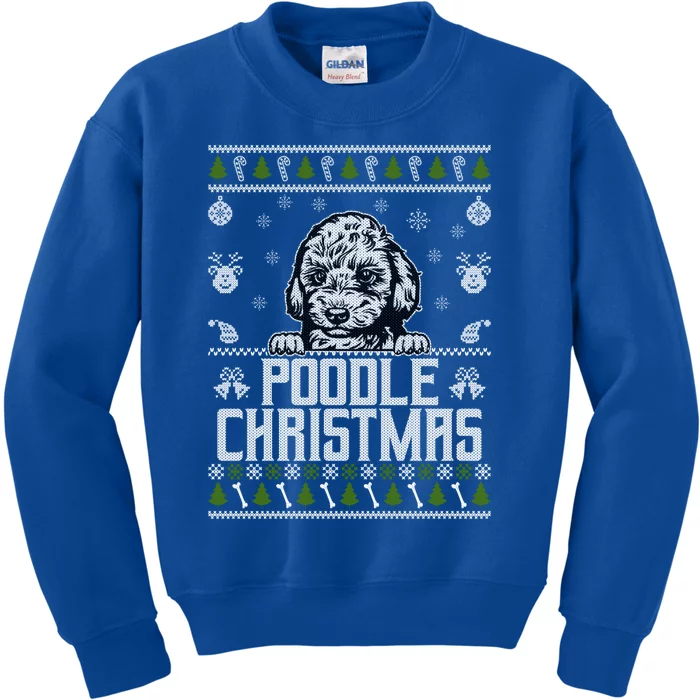 Funny Dog Poodle Ugly Xmas Design Christmas Dogs Gift Kids Sweatshirt