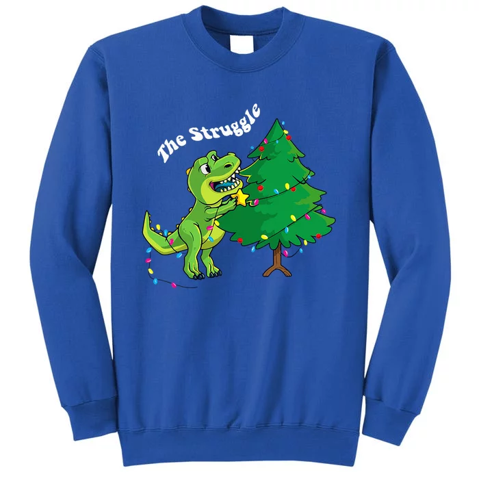 Festive Dinosaur Pajamas Christmas Tree Rex Edition Tall Sweatshirt