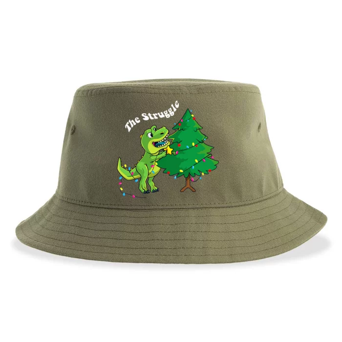 Festive Dinosaur Pajamas Christmas Tree Rex Edition Sustainable Bucket Hat