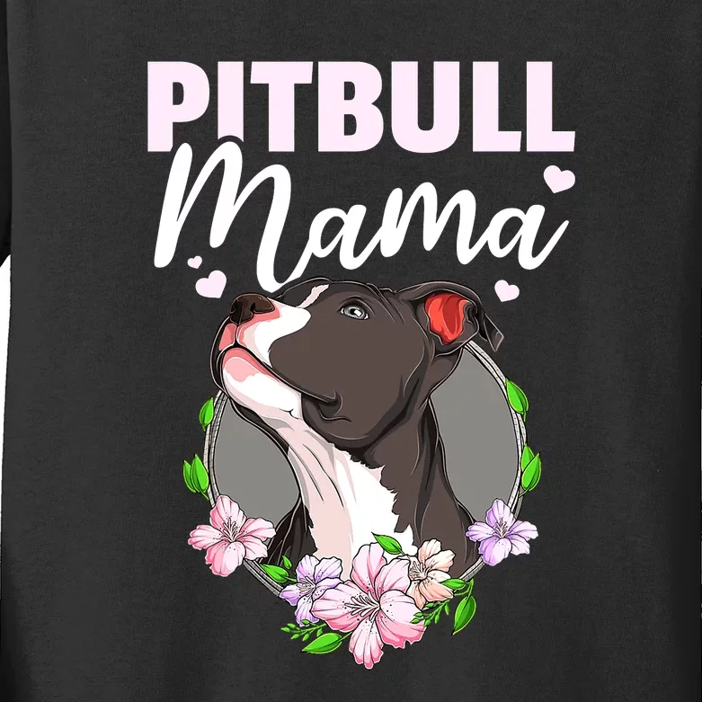 Funny Dog Pitbull Pittie Pitbull Mama Kids Long Sleeve Shirt