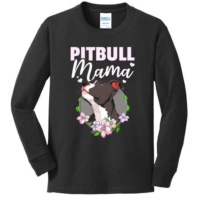 Funny Dog Pitbull Pittie Pitbull Mama Kids Long Sleeve Shirt