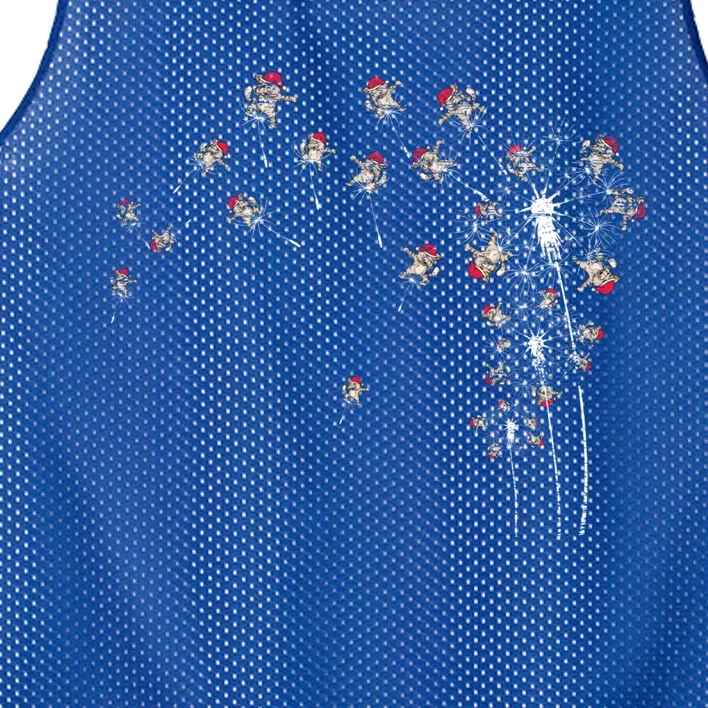 Funny Dabbing Pet Animal Merry Xmas Dandelion Christmas Cat Gift Mesh Reversible Basketball Jersey Tank