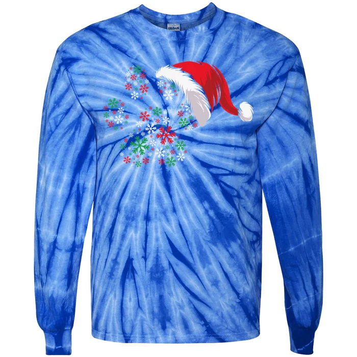 Funny Dog Paw Santa Hat Christmas Puppy Dog Lover Gift Tie-Dye Long Sleeve Shirt