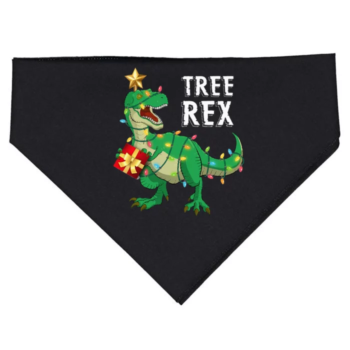 Festive Dino PJs Christmas Tree Rex Surprise USA-Made Doggie Bandana