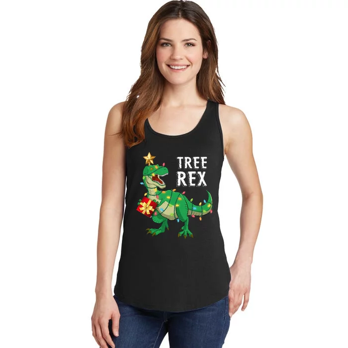 Festive Dino PJs Christmas Tree Rex Surprise Ladies Essential Tank