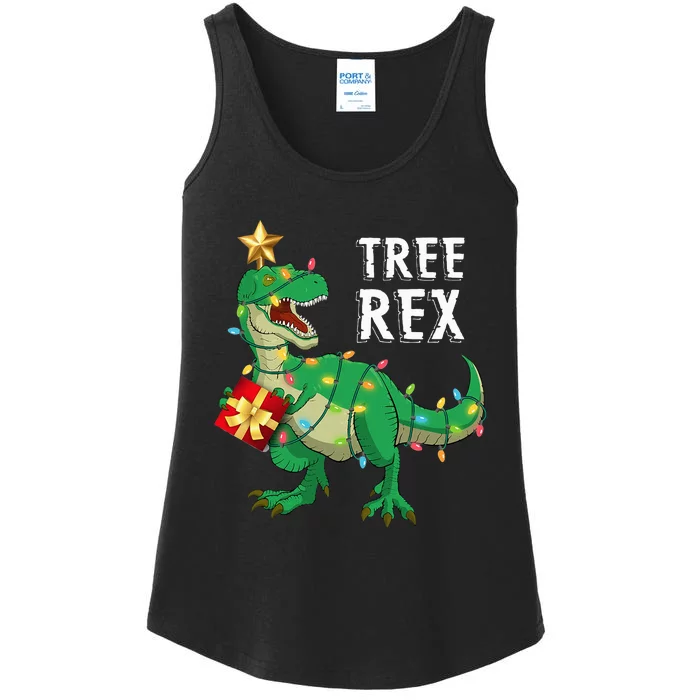 Festive Dino PJs Christmas Tree Rex Surprise Ladies Essential Tank