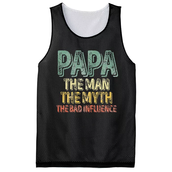 Father's Day Papa The Man The Myth The Bad Influence Mesh Reversible Basketball Jersey Tank