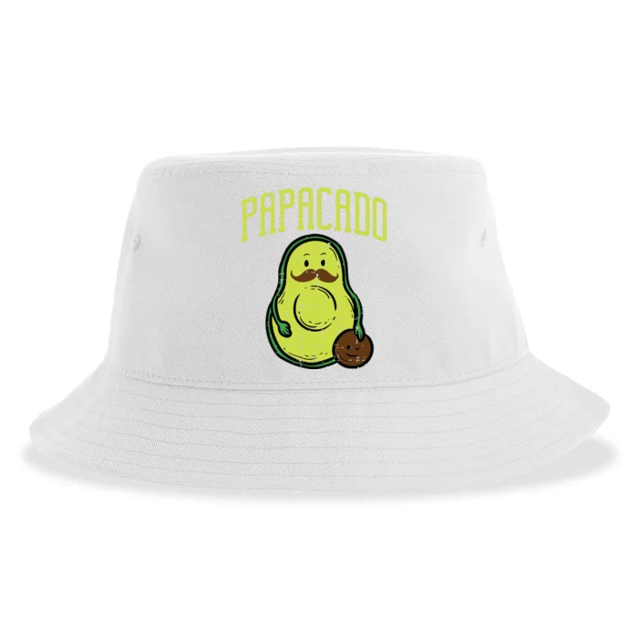 Fathers Day Papacado Papa Avocado Funny Vegan Guacamole Dad Sustainable Bucket Hat