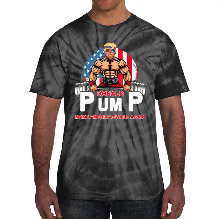 Funny Donald Pump Swole America Gym Fitness Trump 2024 Tie-Dye T-Shirt