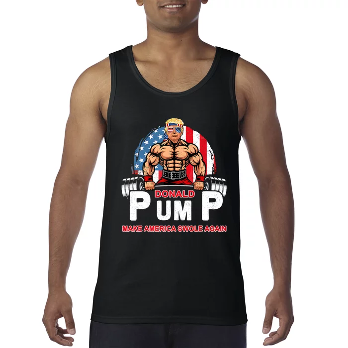 Funny Donald Pump Swole America Gym Fitness Trump 2024 Tank Top