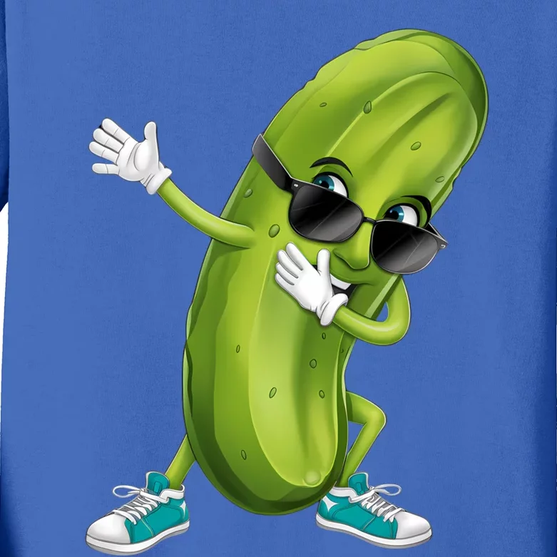 Funny Dabbing Pickle Dancing Cucumber Lover Funny Gift Kids Long Sleeve Shirt