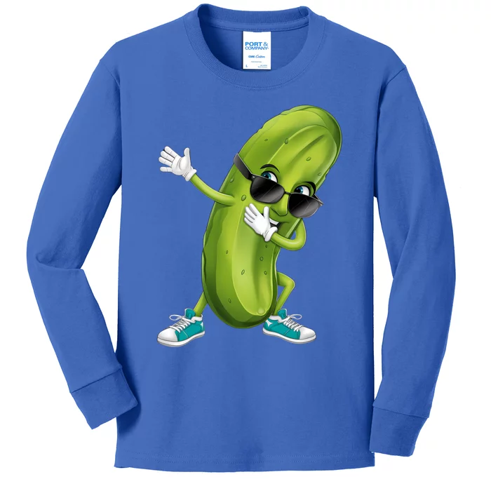 Funny Dabbing Pickle Dancing Cucumber Lover Funny Gift Kids Long Sleeve Shirt