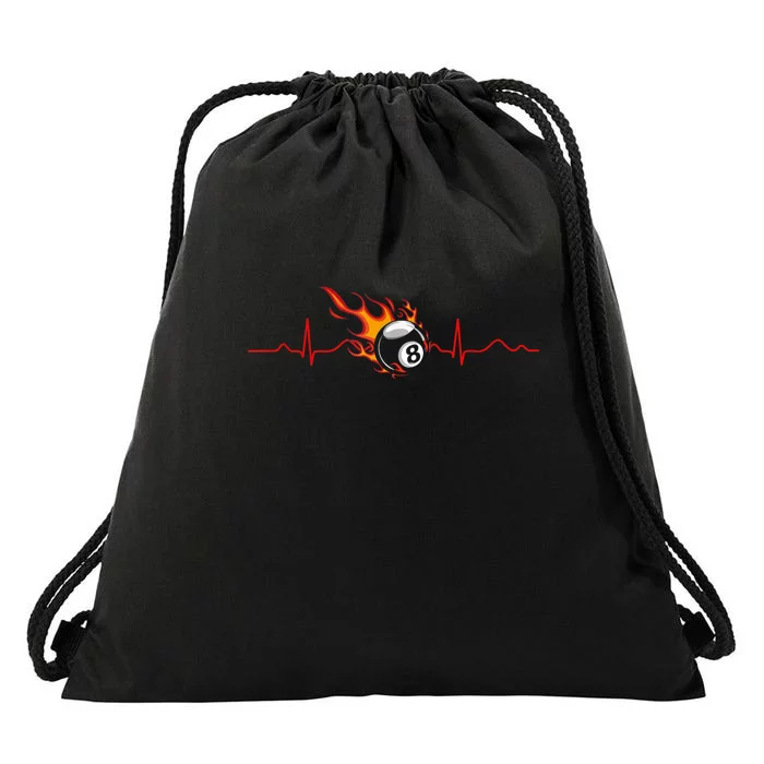 Father's Day Pool Players Heartbeat Billiards 8 Ball Gift For Dad Drawstring Bag