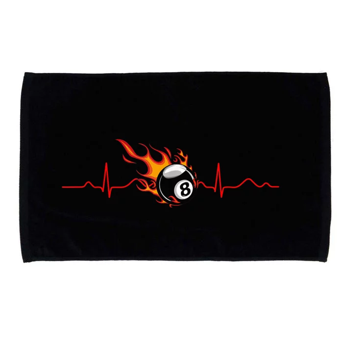 Father's Day Pool Players Heartbeat Billiards 8 Ball Gift For Dad Microfiber Hand Towel