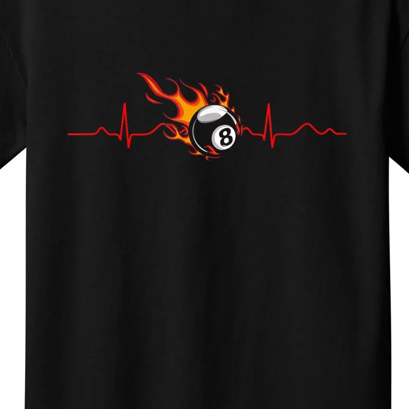 Father's Day Pool Players Heartbeat Billiards 8 Ball Gift For Dad Kids T-Shirt