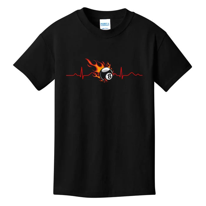 Father's Day Pool Players Heartbeat Billiards 8 Ball Gift For Dad Kids T-Shirt