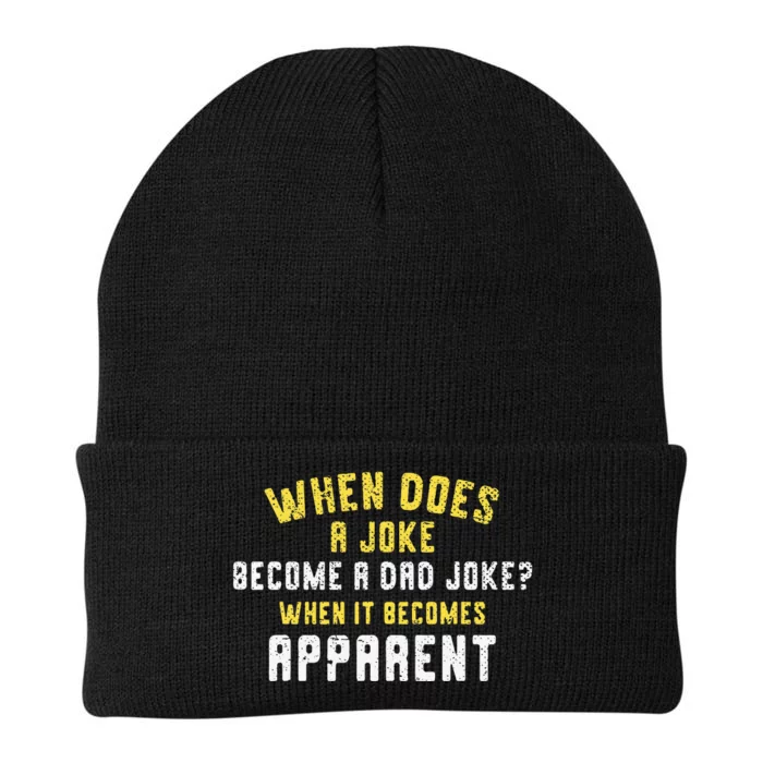 Funny Daddy Puns When Does A Joke Become A Dad Joke Knit Cap Winter Beanie