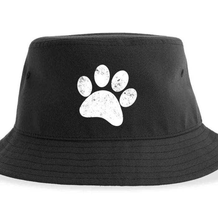 Funny Dog Paw Print Gift Vintage Dog Paw Gift Sustainable Bucket Hat