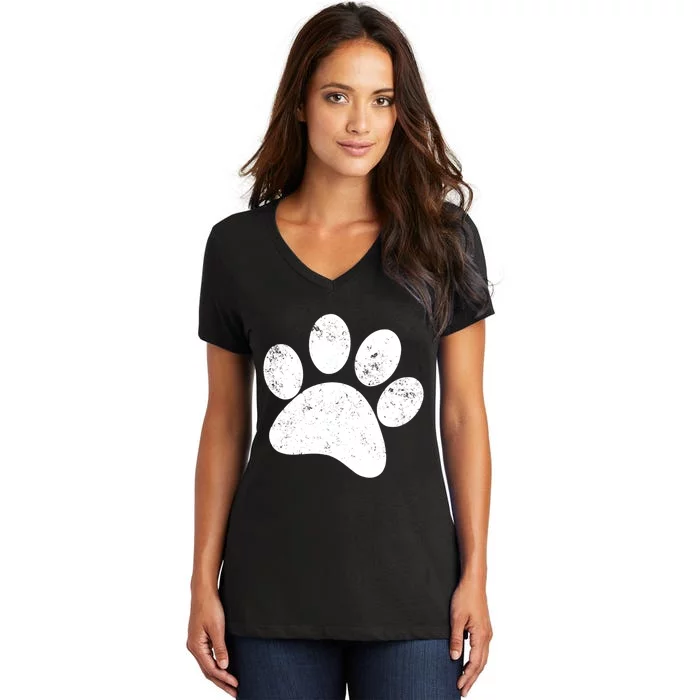 Funny Dog Paw Print Gift Vintage Dog Paw Gift Women's V-Neck T-Shirt