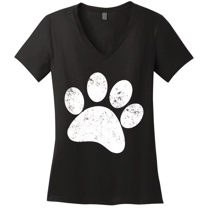 Funny Dog Paw Print Gift Vintage Dog Paw Gift Women's V-Neck T-Shirt