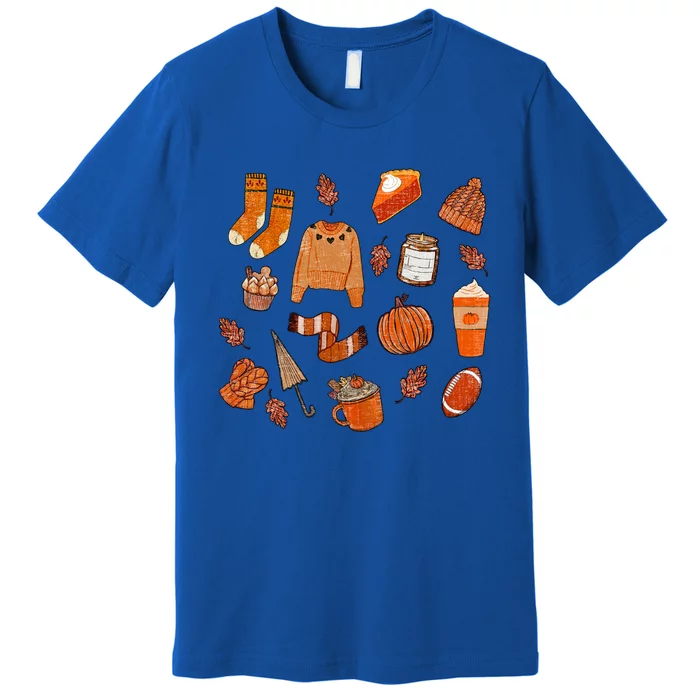 Fall Doodles Pumpkin Spice Weather Vintage Gift Premium T-Shirt