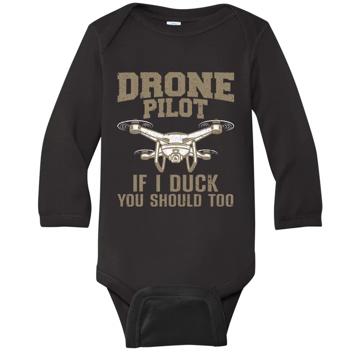 Funny Drone Pilot Design For Drone Operator Baby Long Sleeve Bodysuit