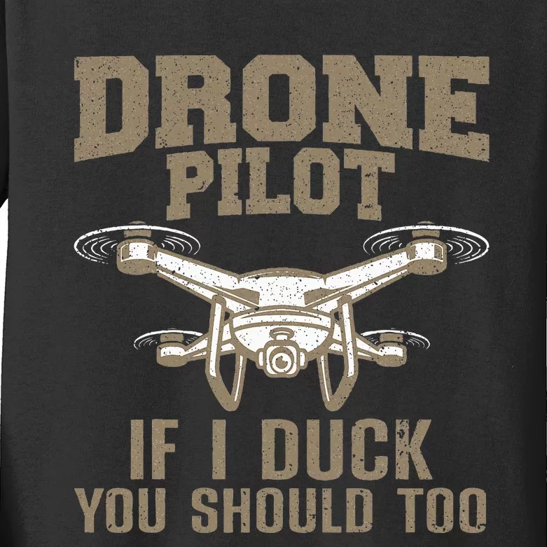 Funny Drone Pilot Design For Drone Operator Kids Long Sleeve Shirt