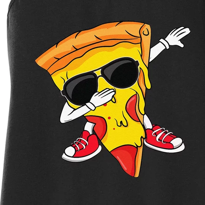 Funny Dabbing Pizza Slice Dance Pizza Lover Women's Racerback Tank