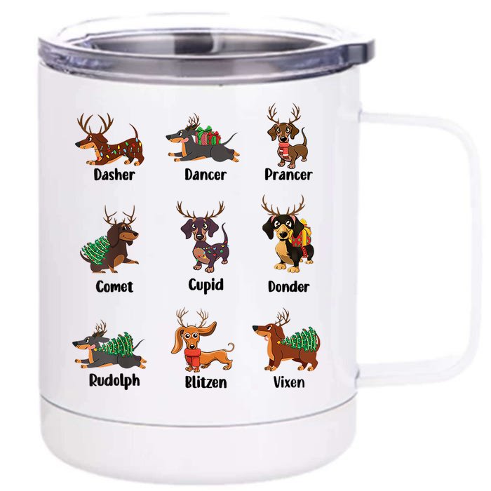 Funny Dachshund Puppies Christmas Gift Ornat Gift Front & Back 12oz Stainless Steel Tumbler Cup