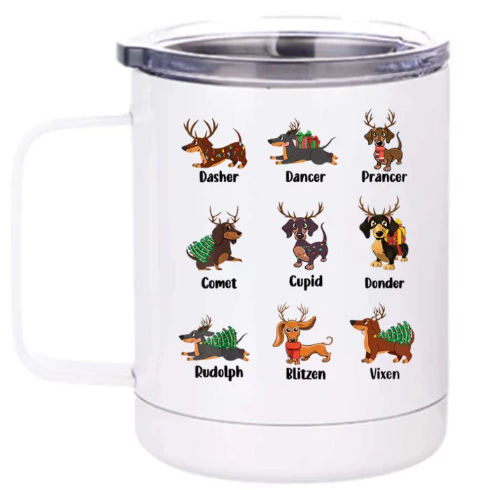 Funny Dachshund Puppies Christmas Gift Ornat Gift Front & Back 12oz Stainless Steel Tumbler Cup