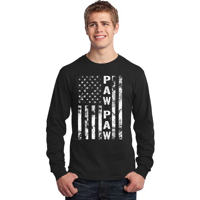 Fathers Day Paw Paw America Flag Gift Tall Long Sleeve T-Shirt