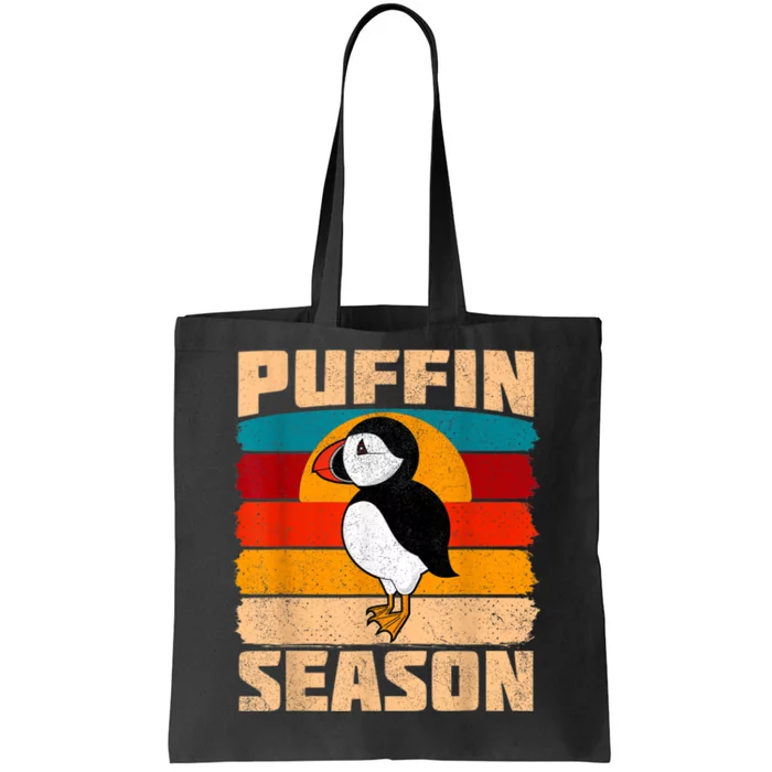 Funny Distressed Puffin Season Retro Vintage Sunset Tote Bag