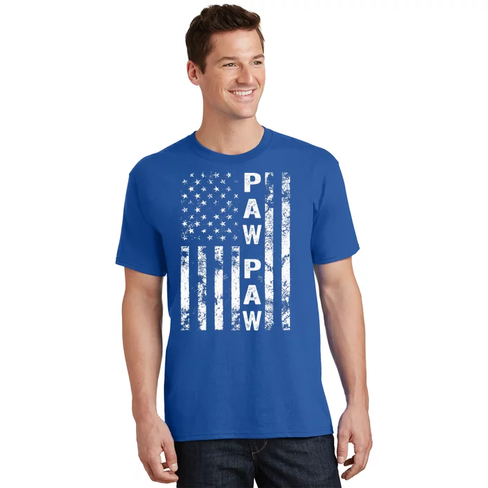 Fathers Day Paw Paw America Flag Gift T-Shirt