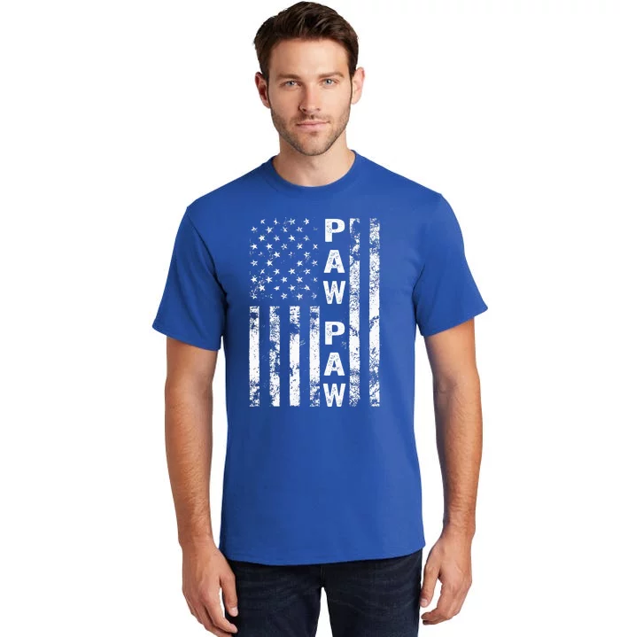 Fathers Day Paw Paw America Flag Gift Tall T-Shirt