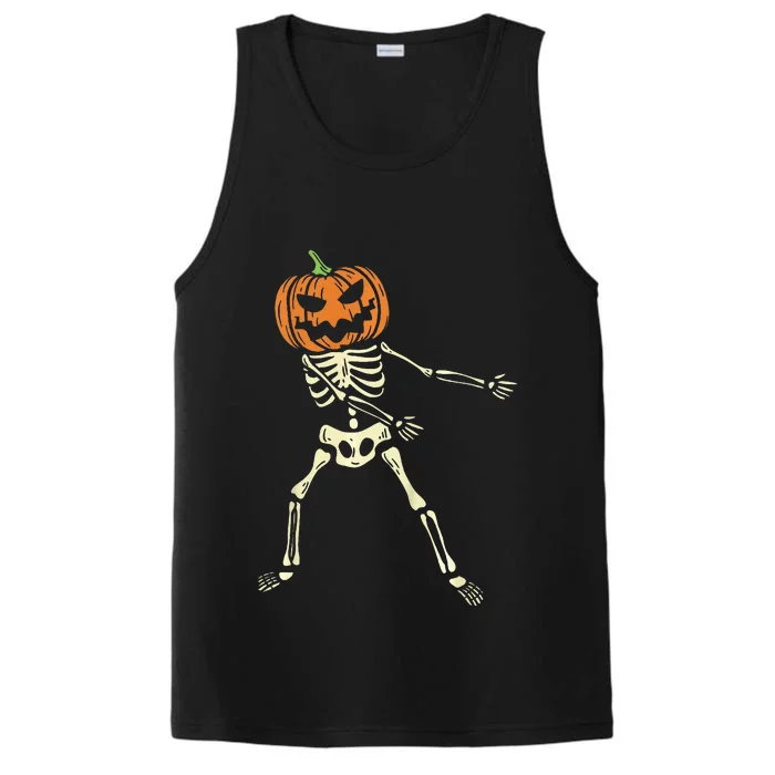 Floss Dance Pumpkin Halloween Flossing Skeleton Performance Tank