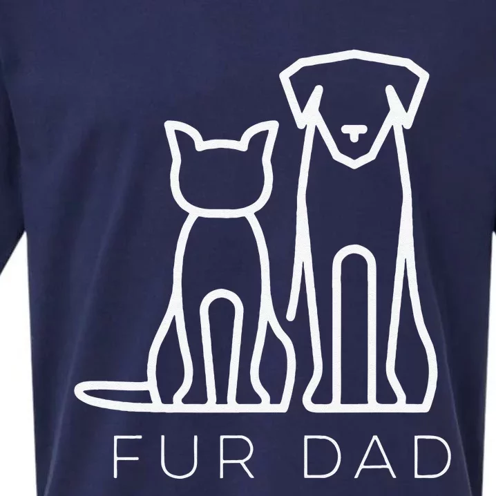 Fur Dad Pet Lover Cat Dog Dad Husband Funny Fathers Day Sueded Cloud Jersey T-Shirt