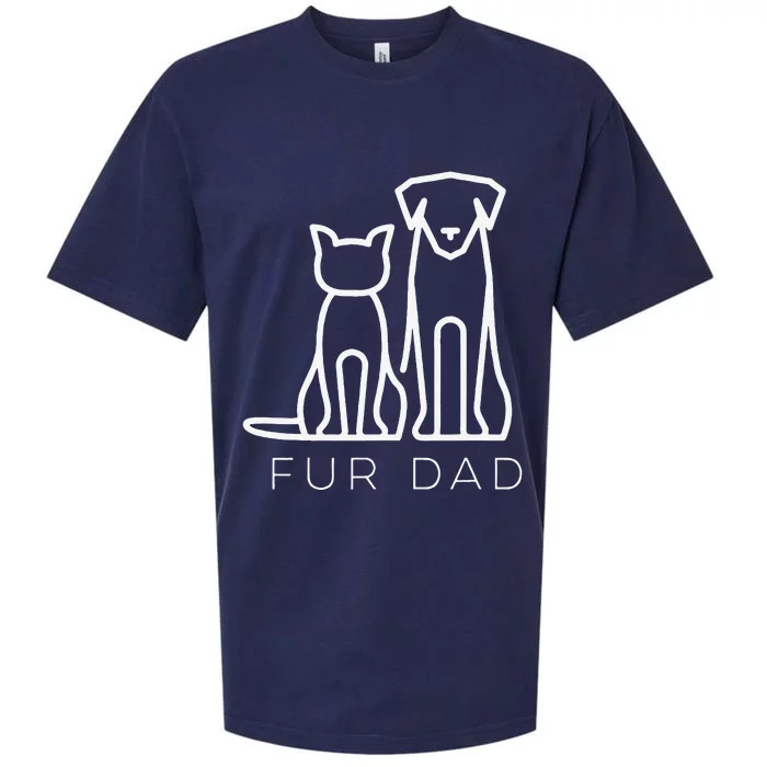 Fur Dad Pet Lover Cat Dog Dad Husband Funny Fathers Day Sueded Cloud Jersey T-Shirt