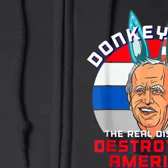 Funny Donkey Pox The Disease Destroying Anti Biden Joke Pun Full Zip Hoodie