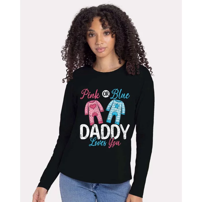 Future Dad Pink Or Blue Daddy Loves You Gender Reveal Gift Womens Cotton Relaxed Long Sleeve T-Shirt