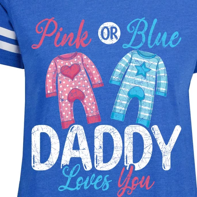 Future Dad Pink Or Blue Daddy Loves You Gender Reveal Gift Enza Ladies Jersey Football T-Shirt