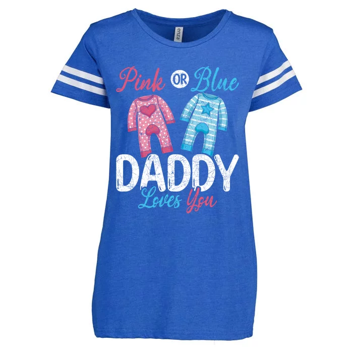 Future Dad Pink Or Blue Daddy Loves You Gender Reveal Gift Enza Ladies Jersey Football T-Shirt